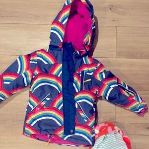 Mini Boden coat winter snow lined warmed rainbow size 4-5 euc